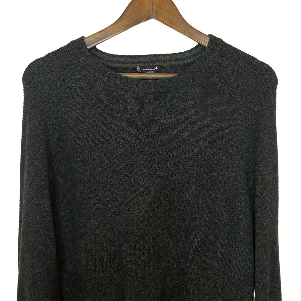 Smartwool Mens Large Merino wool blend green crew neck layering sweater size - Picture 3 of 16